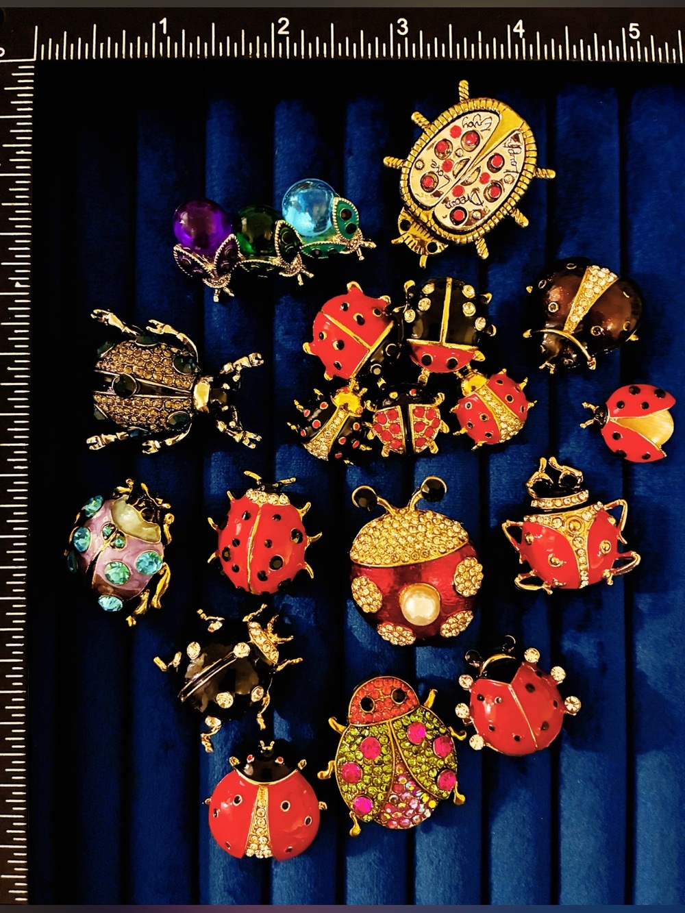 Ladybug Beetle Brooch Pin Rhinestone Enamel Cute Insect Lot